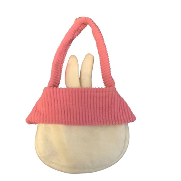 Vtg Cuddly Cousins Plush Easter Bunny Handbag Purse Pink Ears & Bow For Kids NEW - Picture 4 of 7